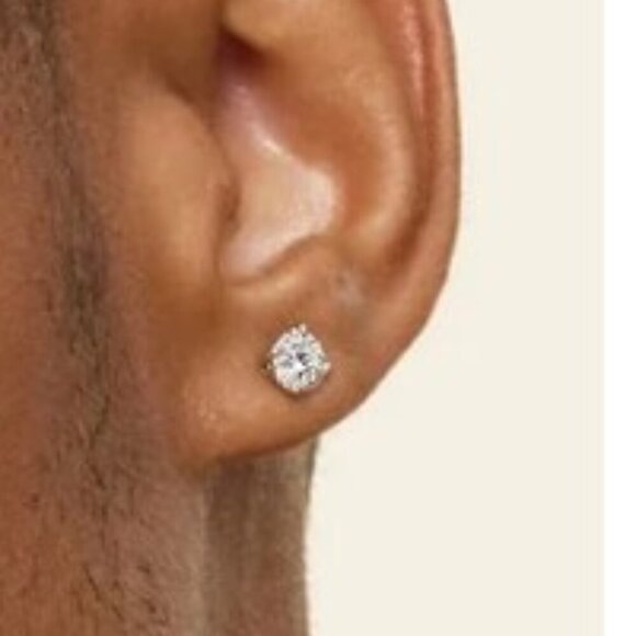 Moissanite 0.5 CT Round Stud Earrings 4 Prong Yellow Gold Plated 925Sterling NWT - Picture 9 of 13